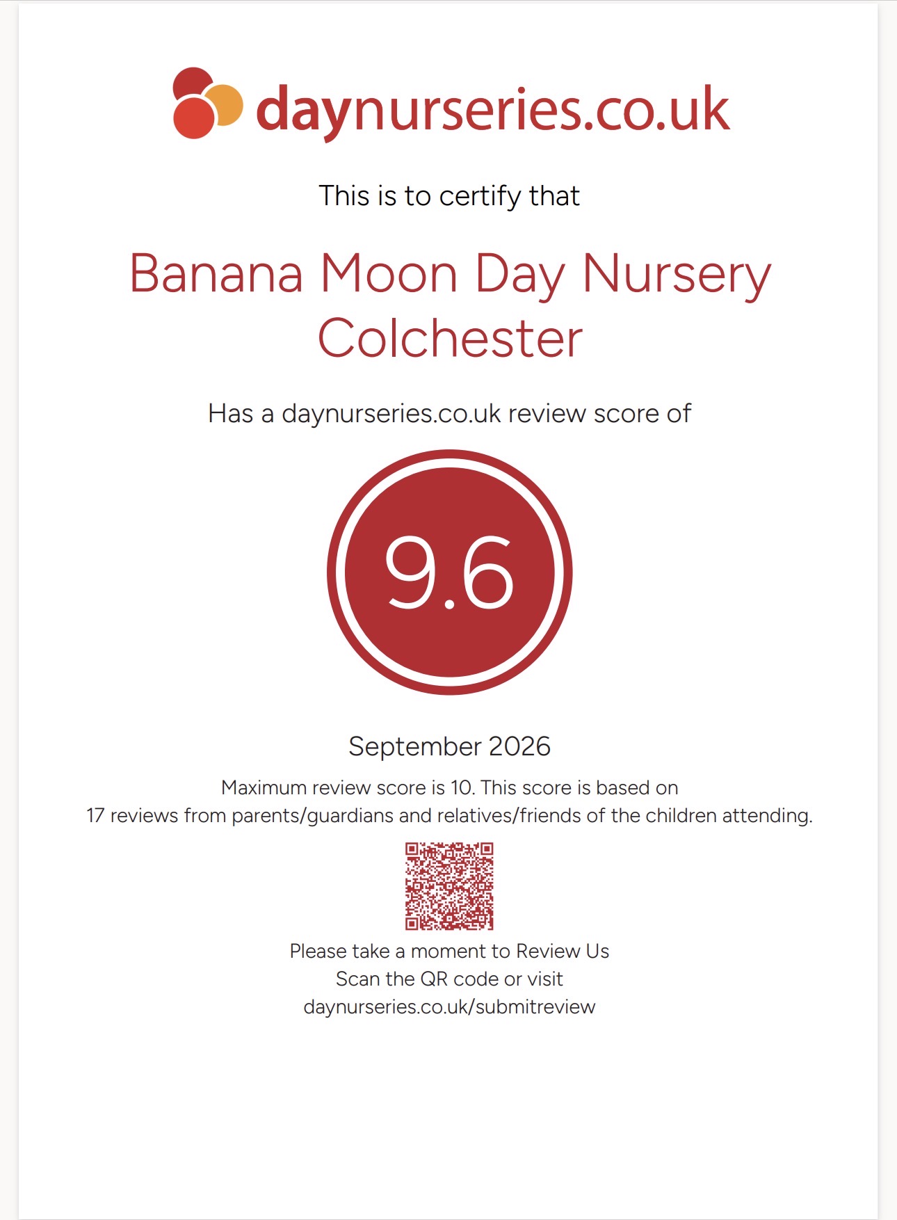Celebrating a 9.6 Review Score at Banana Moon Colchester!